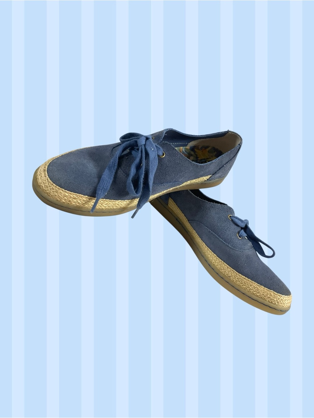 Born Capela #CQ116 Blue Suede Canvas Lace-Up Espadrille Sneakers Size 8.5M